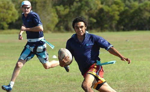 TAG ME IF YOU CAN: Benton Mordey in action during the Hervey Bay Oztag Corporate Charity Challenge last year. Seventeen teams will contest it again tomorrow. TAG ME IF YOU CAN: Benton Mordey in action during the Hervey Bay Oztag Corporate Charity Challenge last year. Seventeen teams will contest it again tomorrow.